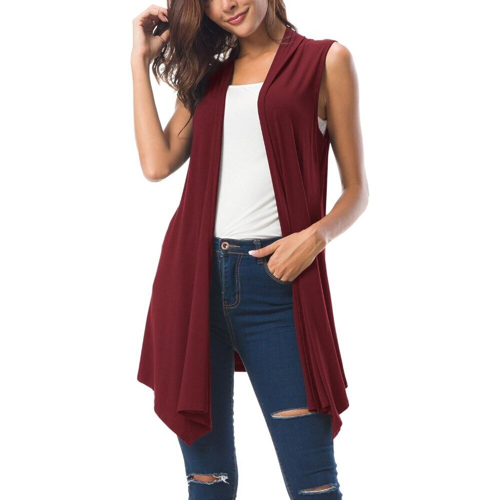 Women's Sleeveless Viscose Spandex Summer Cardigan Open Front Lightweight